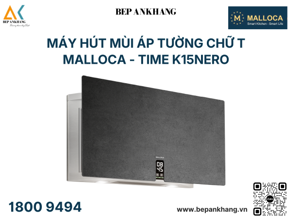 Máy hút mùi áp tường chữ T Malloca - TIME K15NERO ( 90 cm )